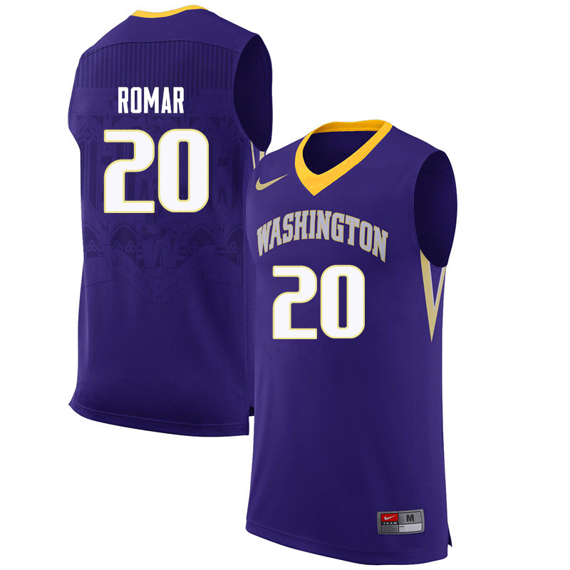 Men Washington Huskies #20 Lorenzo Romar College Basketball Jerseys Sale-Purple
